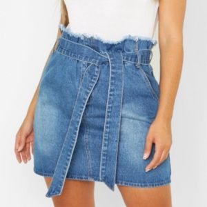 Paper Bag Denim Skirt